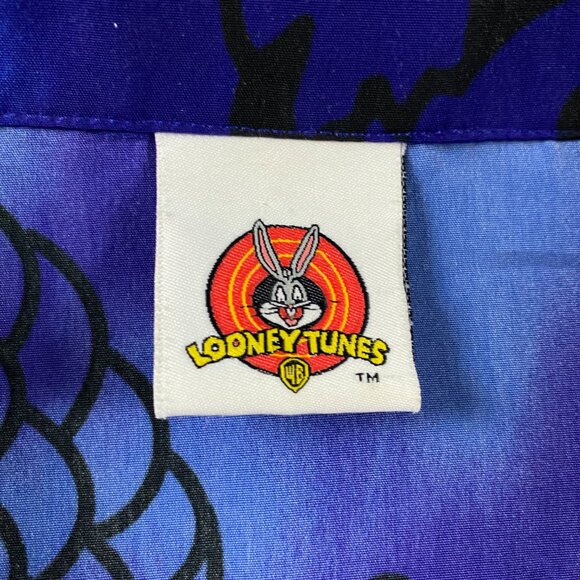 Vintage Y2K Taz Tasmanian Devil Shirt Men's Medium All Over Print Button Down Up - Picture 4 of 9